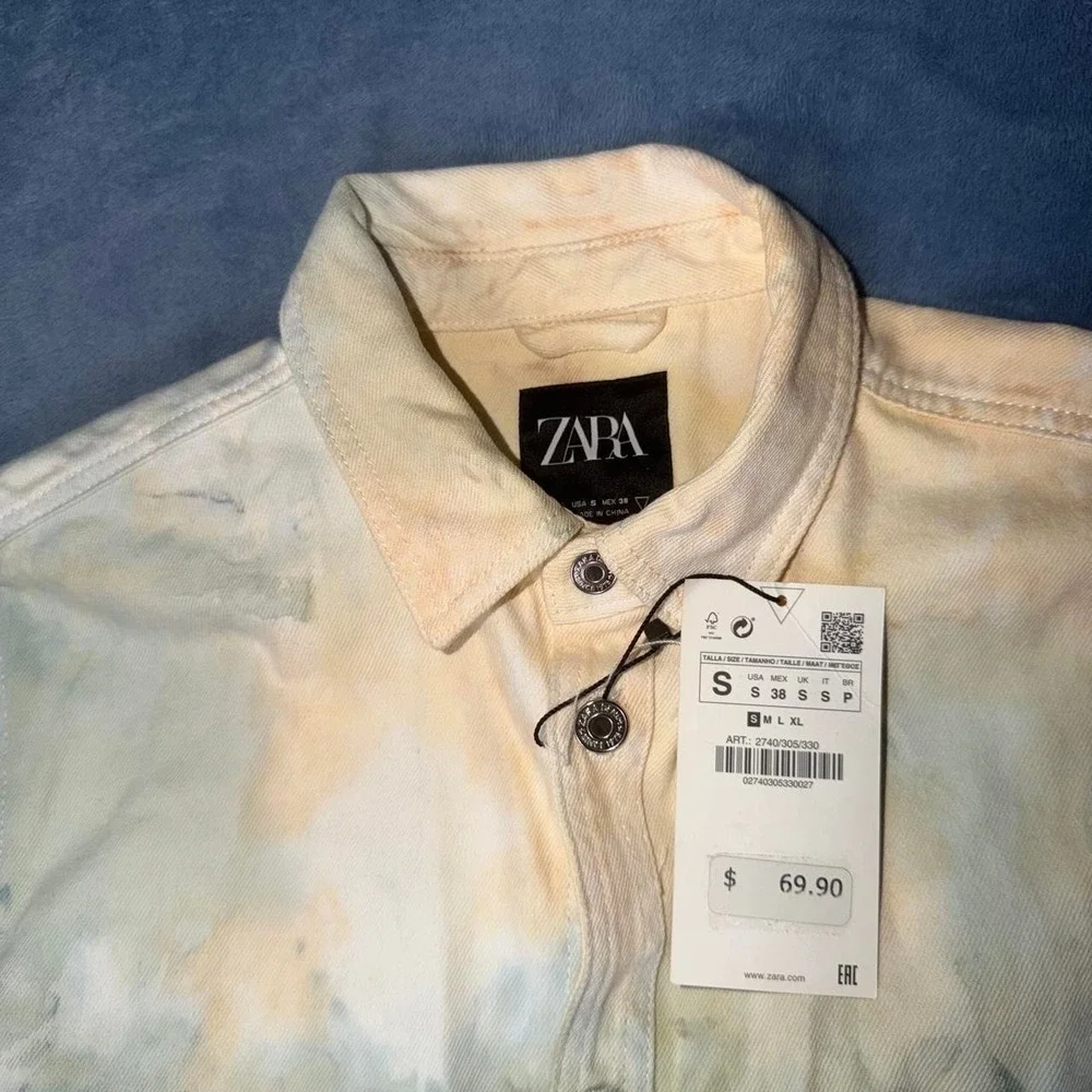 Zara Men's Tie-Dye Button-Up Shirt